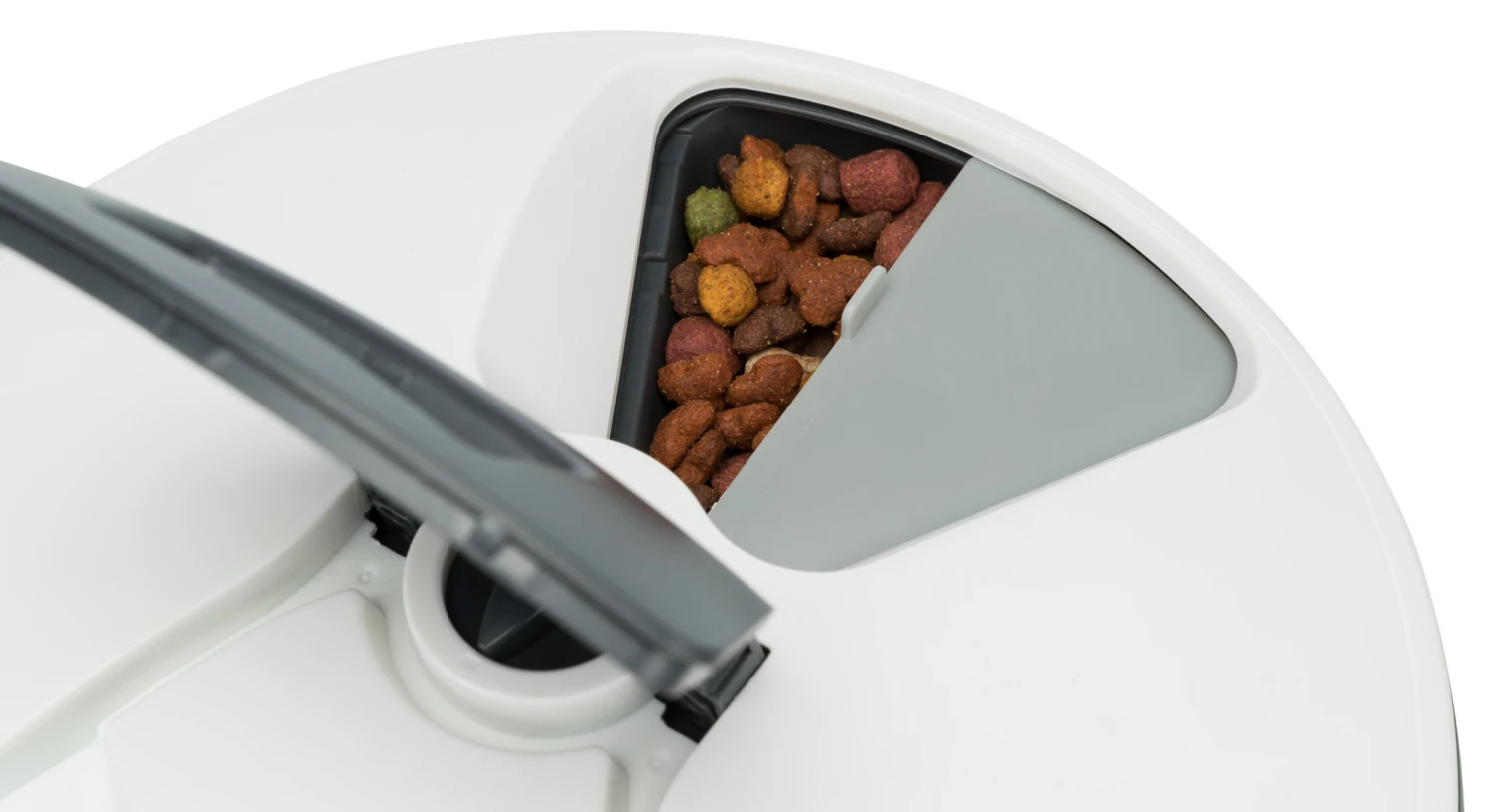 Trixie Futterautomat TX6 6 × 240 M L / ø 32cm × 10cm, Dunkelgrau/weiß 5 Trixie Futterautomat TX6 6 × 240 M L / ø 32cm × 10cm, Dunkelgrau/weiß – Bild 3
