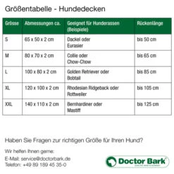 Doctor Bark Hundedecke -Ruffwear Verkaufsgeschäft groessentabelle hundedecken doctorbark 2100x2100braun 400